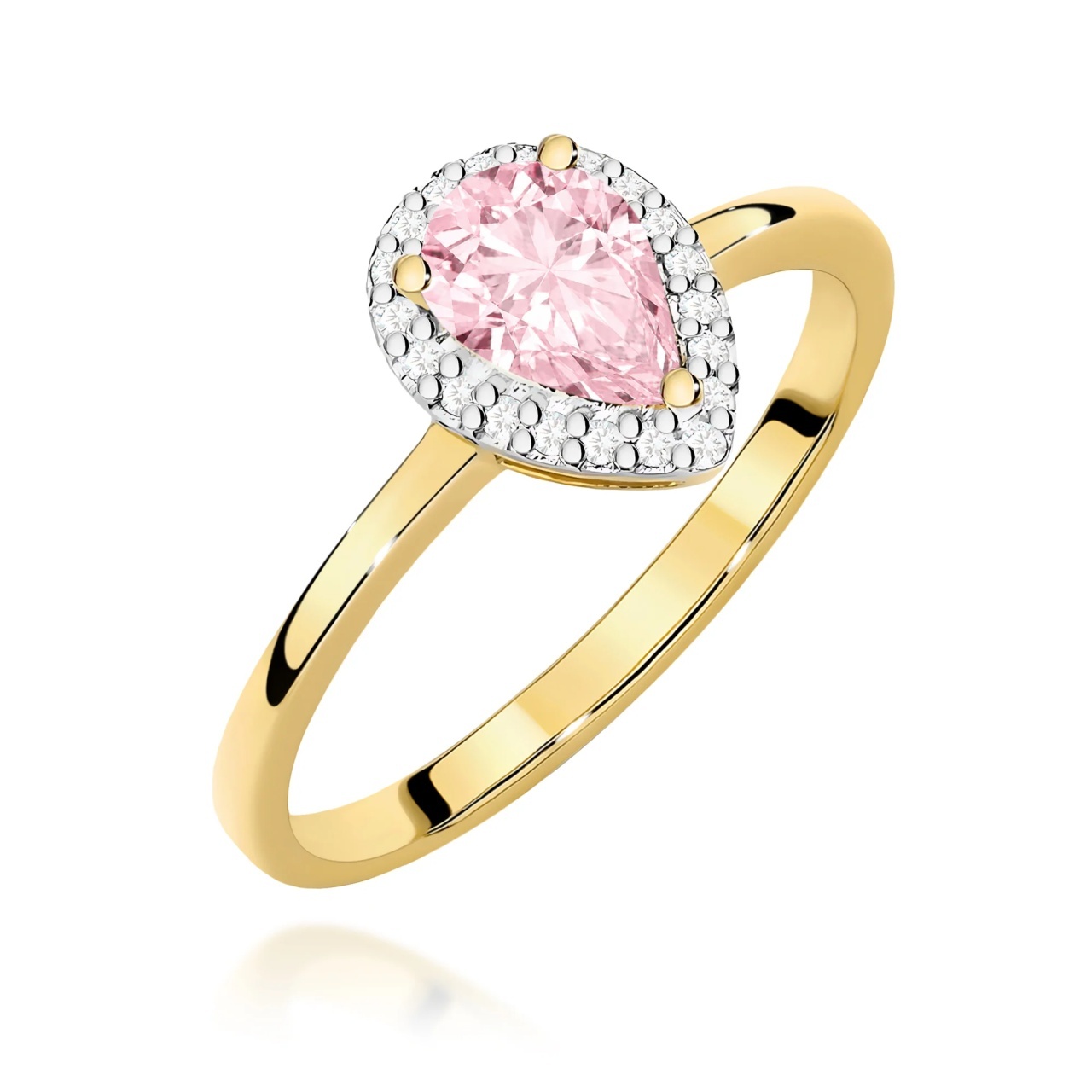Inel Aur 9K cu Diamante Roz de Laborator 0.60 ct (Varianta: Galben)