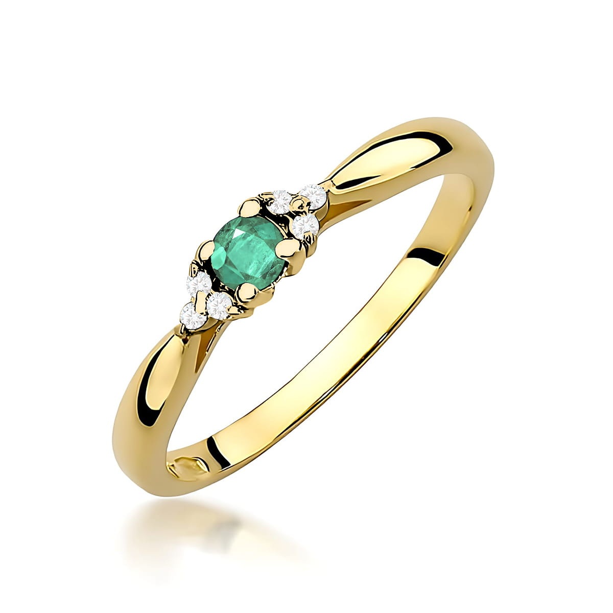 Inel Aur 9K cu Smarald 0.15 ct si Diamante Naturale 0.03 ct (Varianta: Galben)