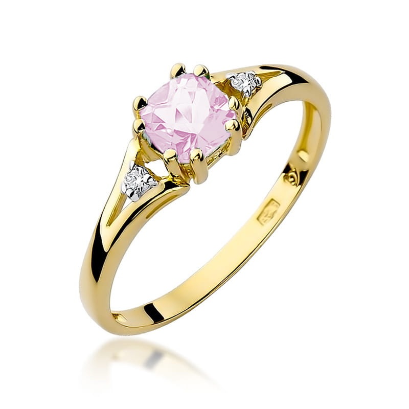 Inel Aur 9K cu Topaz Roz 0.65 ct si Diamante Naturale 0.03 ct (Varianta: Galben)