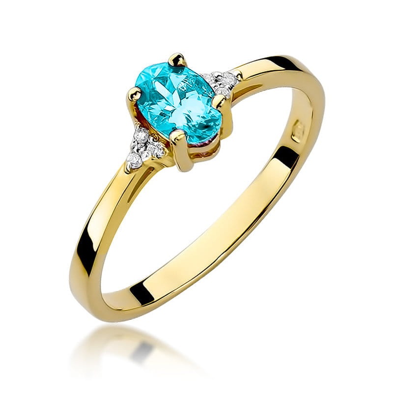 Inel Aur 9K cu Topaz Swiss 0.50 ct si Diamante Naturale 0.05 ct (Varianta: Galben)