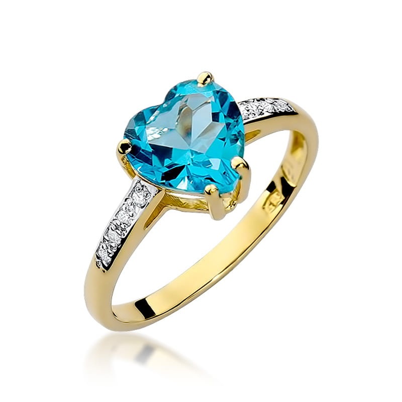 Inel Aur 9K cu Topaz Swiss 1.20 ct si Diamante Naturale 0.04 ct (Varianta: Alb)