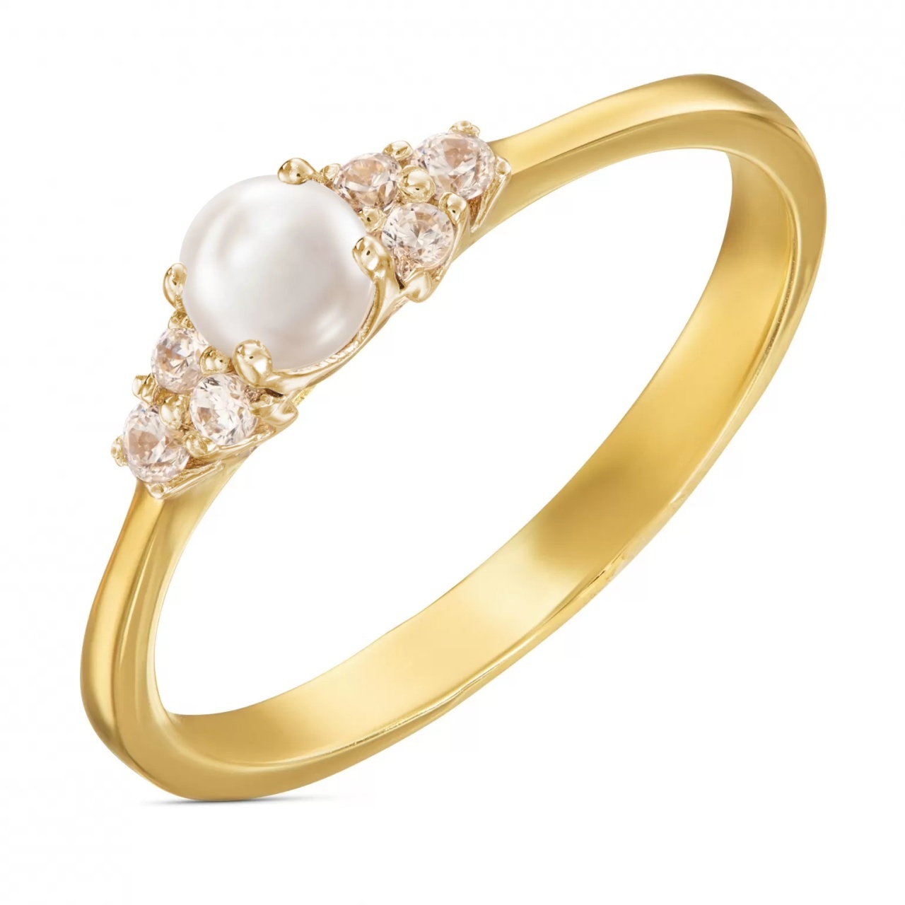 Inel de aur 14k cu perle si zirconii (Greutate: 1.07, Măsură: 12)