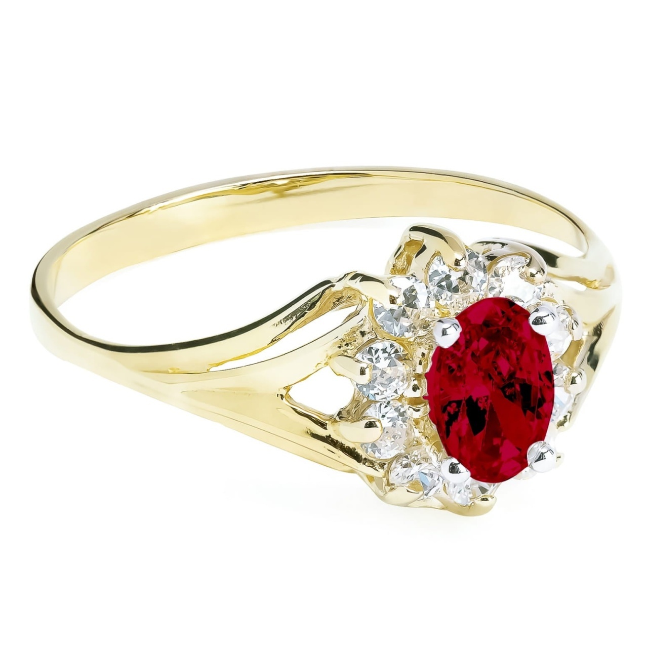 Inel Elegant din Aur 8K cu Zirconii Roz Închis, Mărimea 6 x 4 mm (Măsură inel: 10)