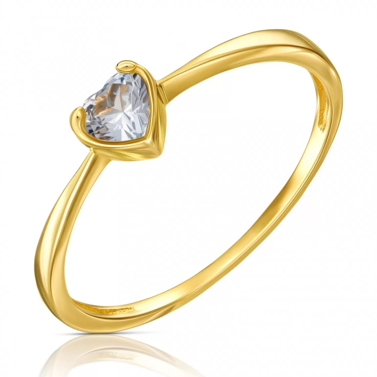 Inel inimă de aur cu zirconiu cubic albastru. 333 3.1665b (Măsură inel: 10)