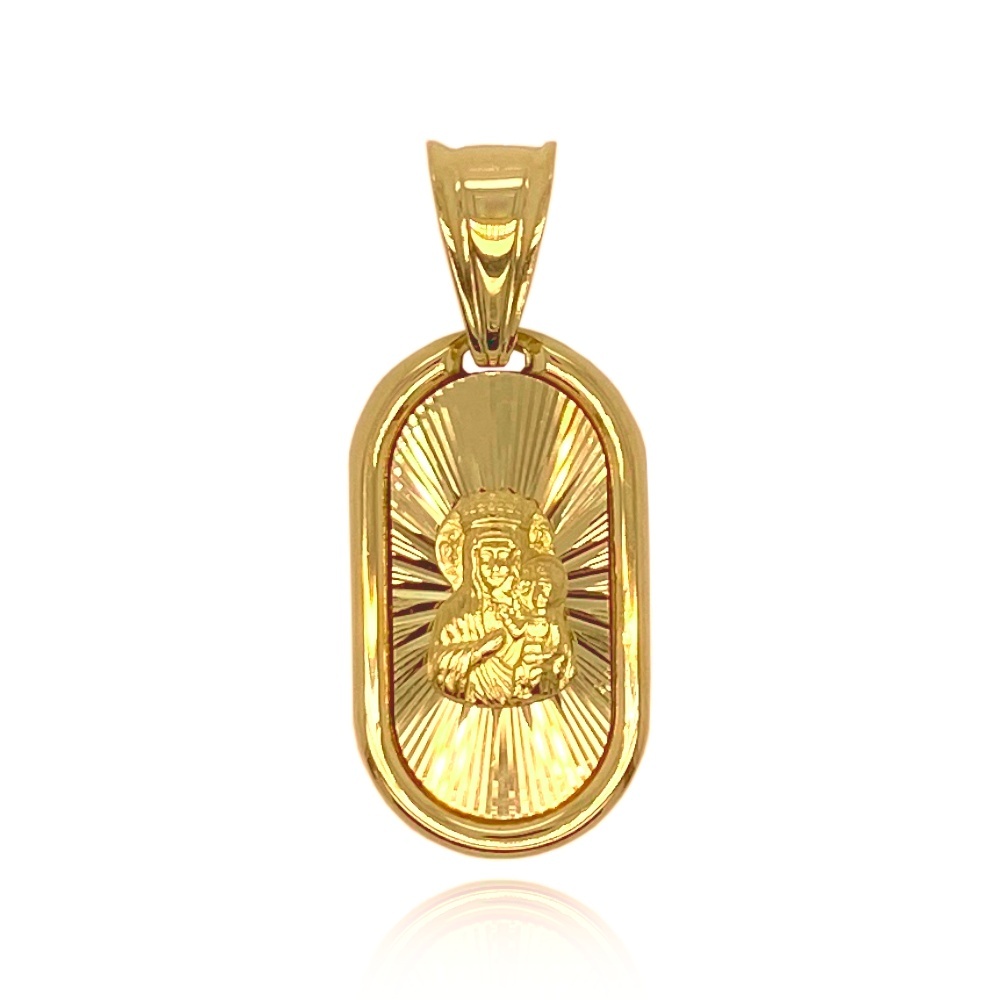 Medalion Maica Domnului în Oval Diamantat cu Ramă Netedă (Greutate: 3.89)