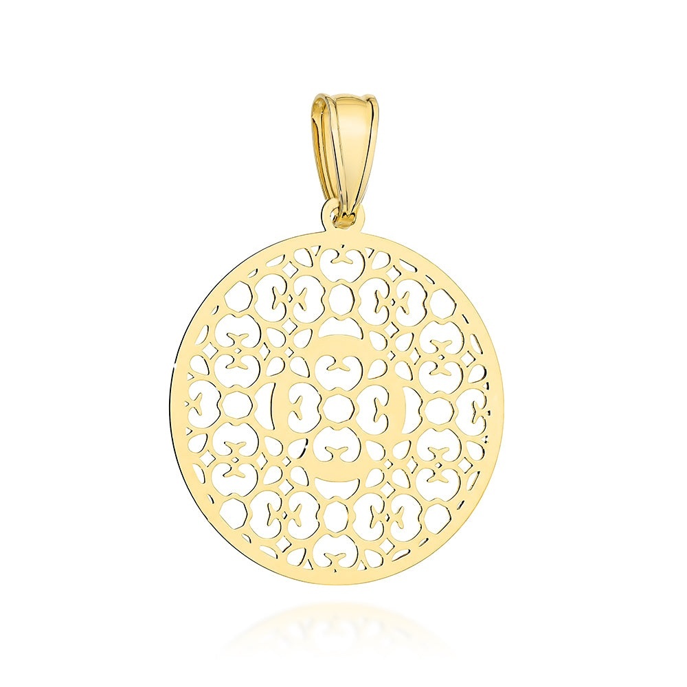 Pandantiv Aur 14K Cerc cu Ornament Ajour (Greutate: 1.53)