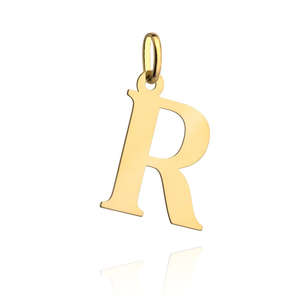 Pandantiv Aur 14K cu Litera R, 24x15 mm (Greutate: 0.69)