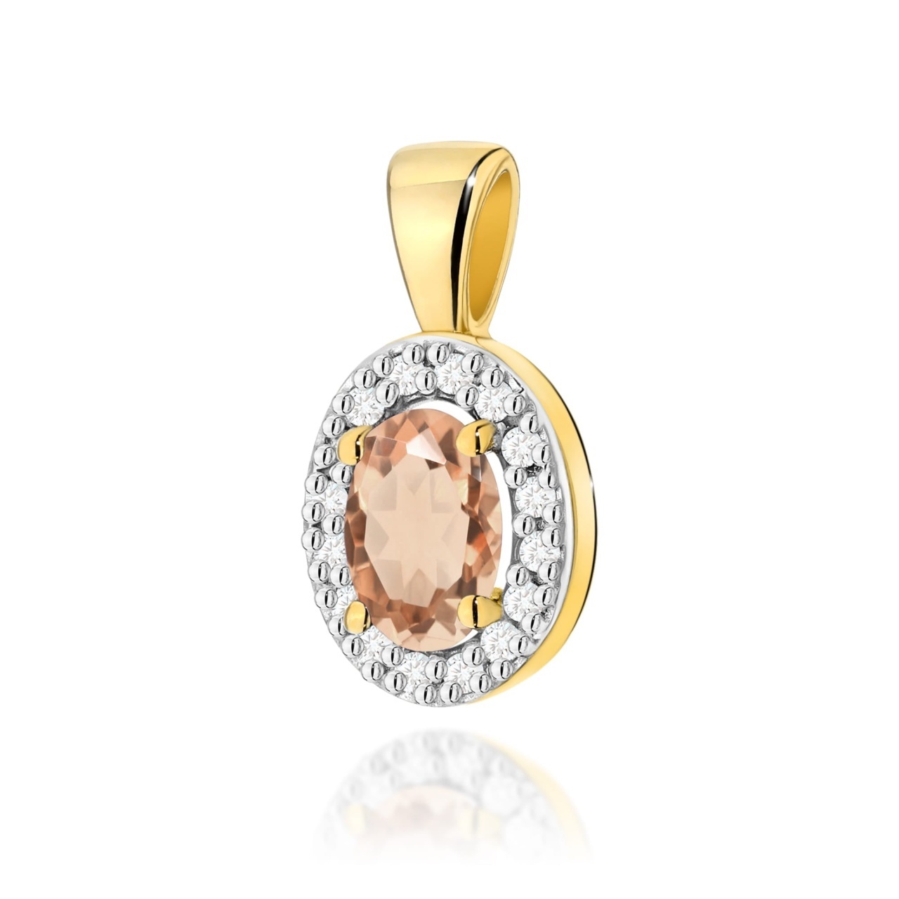 Pandantiv Aur 14K cu Morganit 0.40 ct si Diamante Naturale 0.08 ct (Varianta: Galben)
