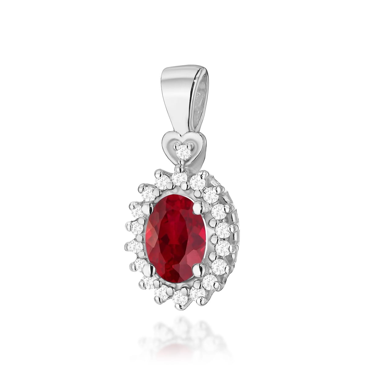 Pandantiv Aur 14K cu Rubin 0.60 ct si Diamante Naturale 0.10 ct (Varianta: Roz)