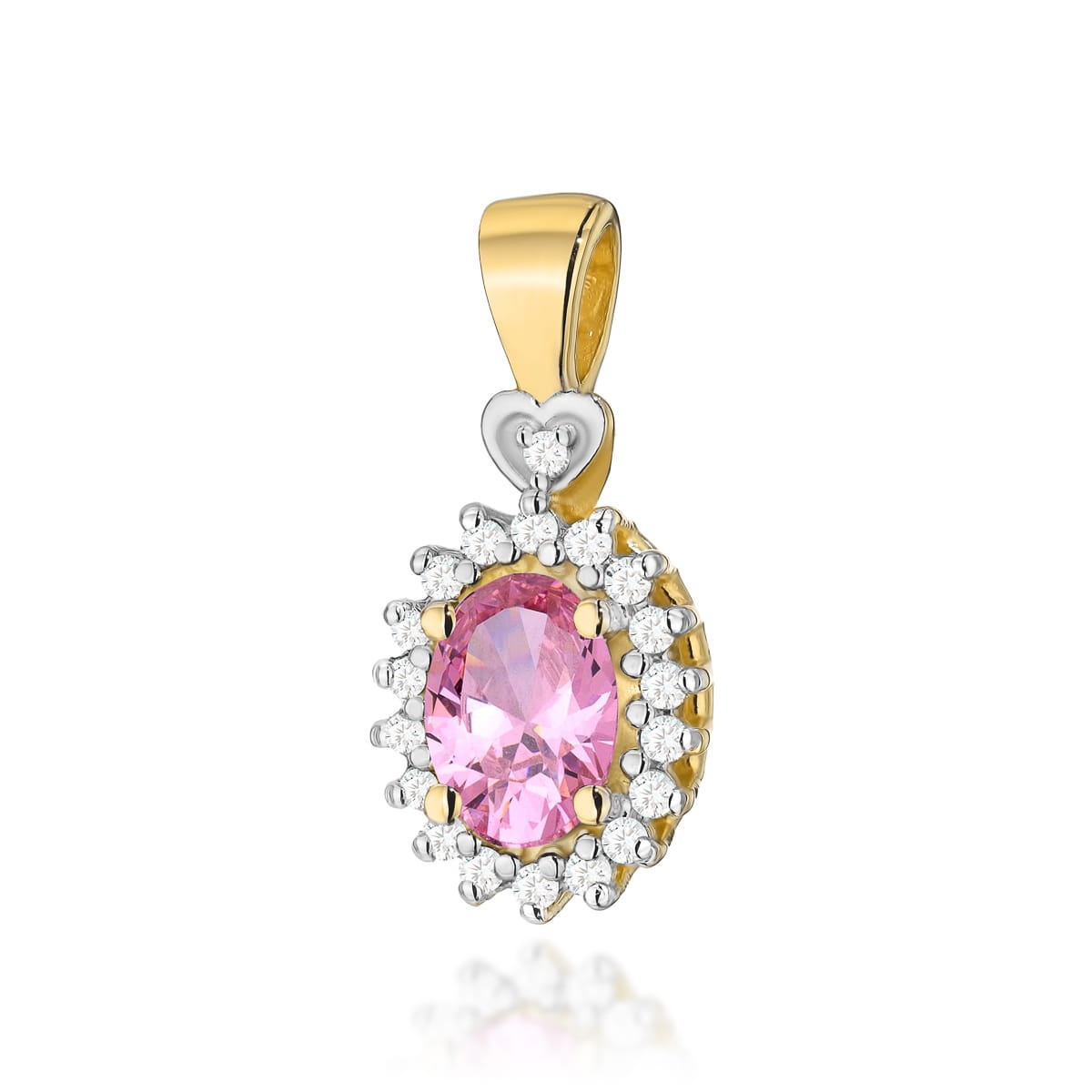 Pandantiv Aur 14K cu Topaz Roz 0.50 ct si Diamante Naturale 0.10 ct (Varianta: Galben)