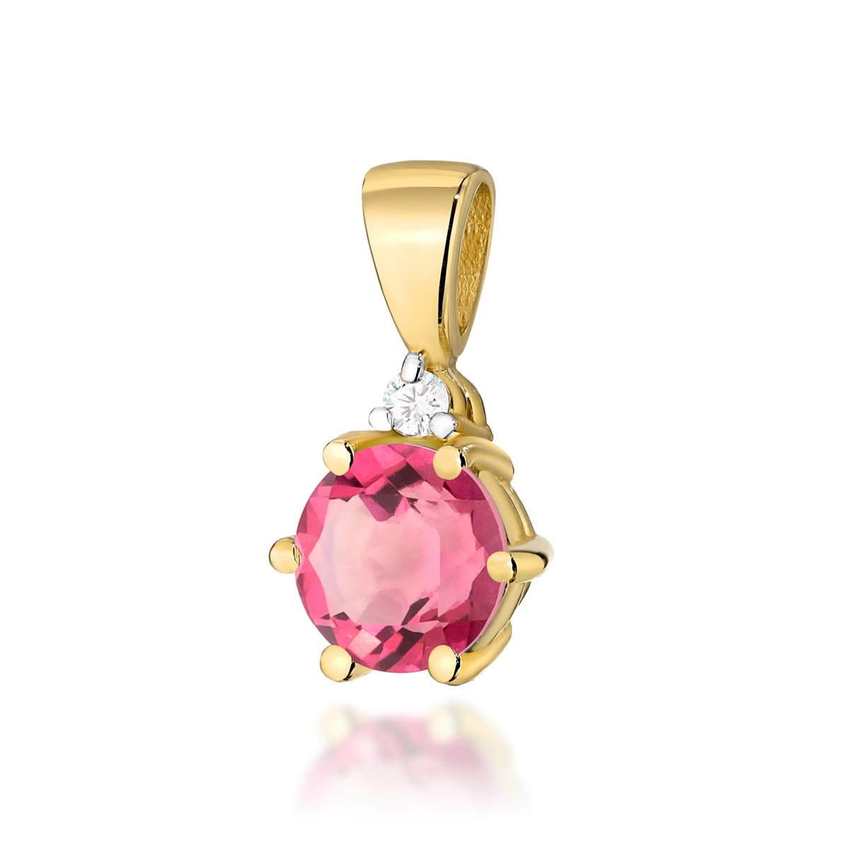 Pandantiv Aur 14K cu Topaz Roz 0.60 ct si Diamant Natural 0.01 ct (Varianta: Galben)