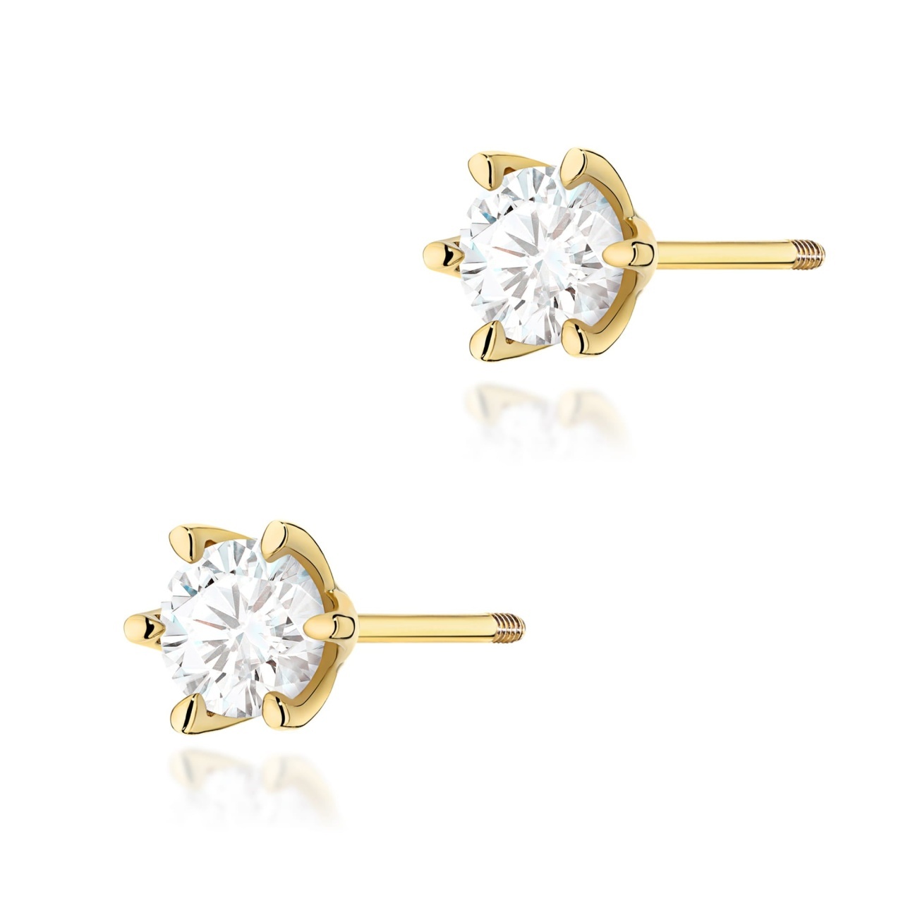 Cercei Aur 14K cu Diamant de Laborator 1.00 ct Filet cu Protectie (Varianta: Galben)