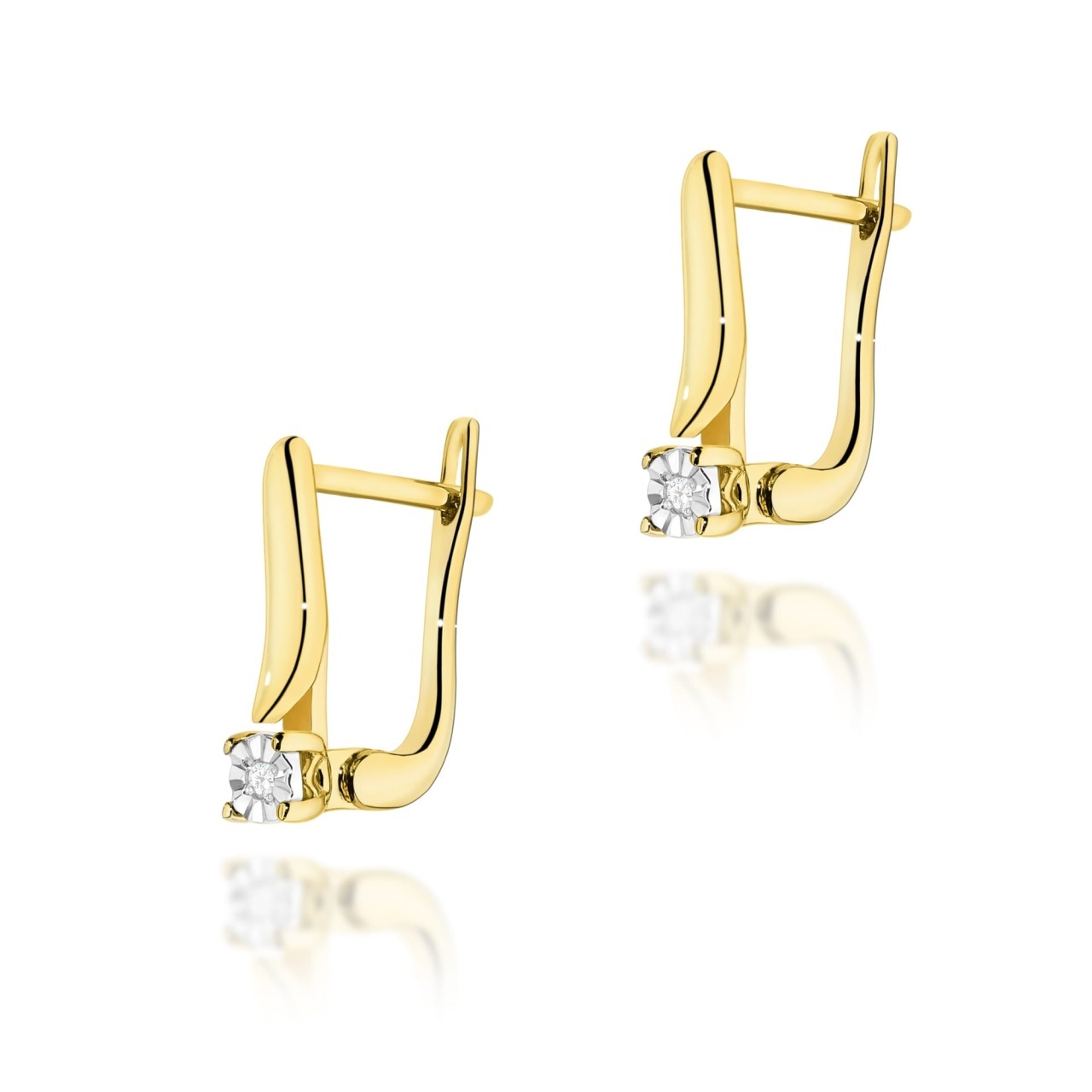 Cercei Aur 14K cu Diamant Natural 0.03 ct (Varianta: Galben)