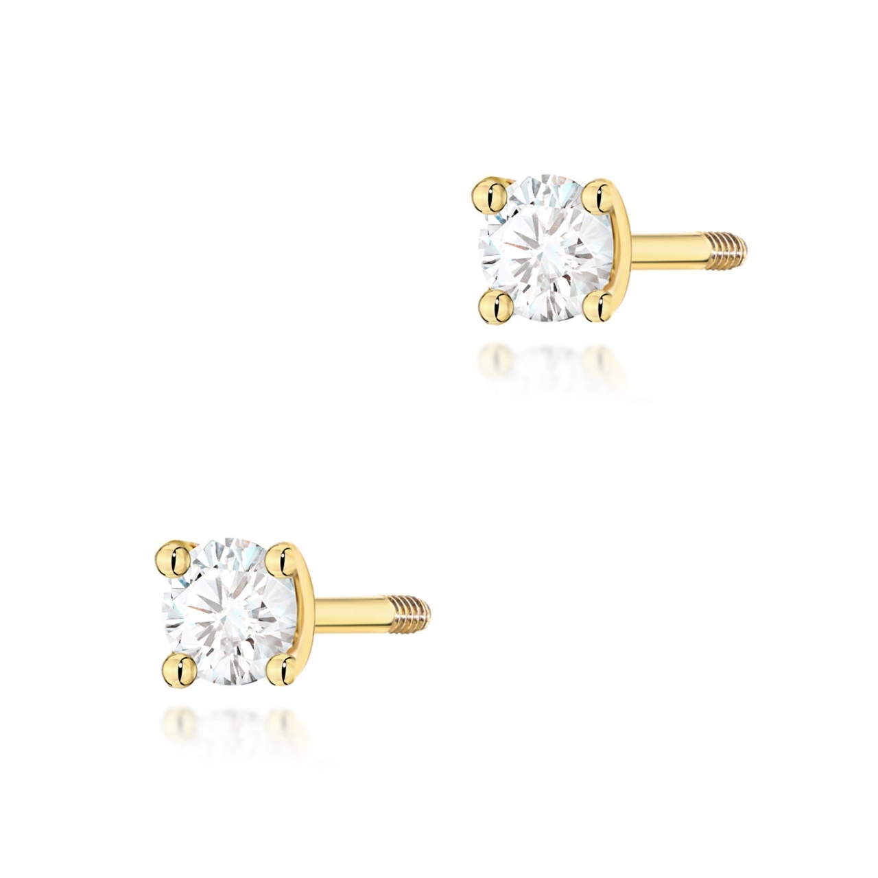 Cercei Aur 14K cu Diamant Natural 0.04 ct Filet cu Protectie (Varianta: Galben)