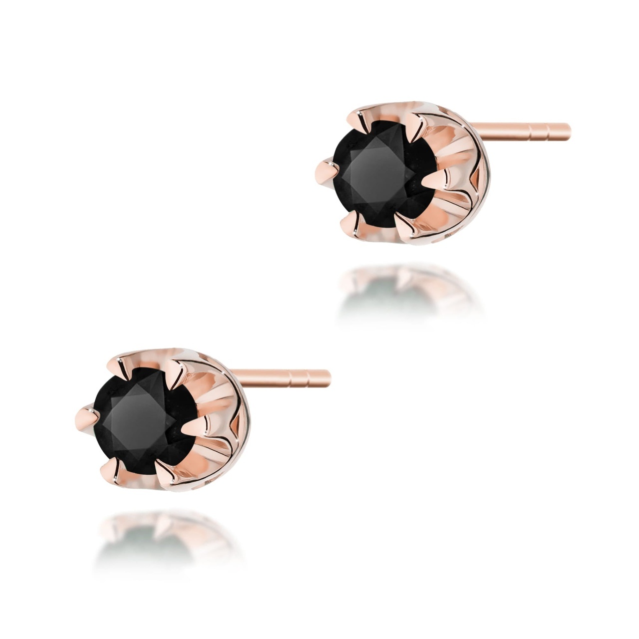 Cercei Aur 14K cu Diamant Natural Negru 0.12 ct (Varianta: Roz)