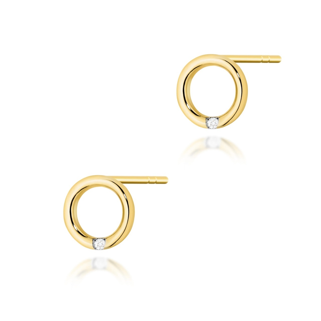 Cercei Aur 14K cu Diamante Naturale 0.01 ct (Varianta: Galben)
