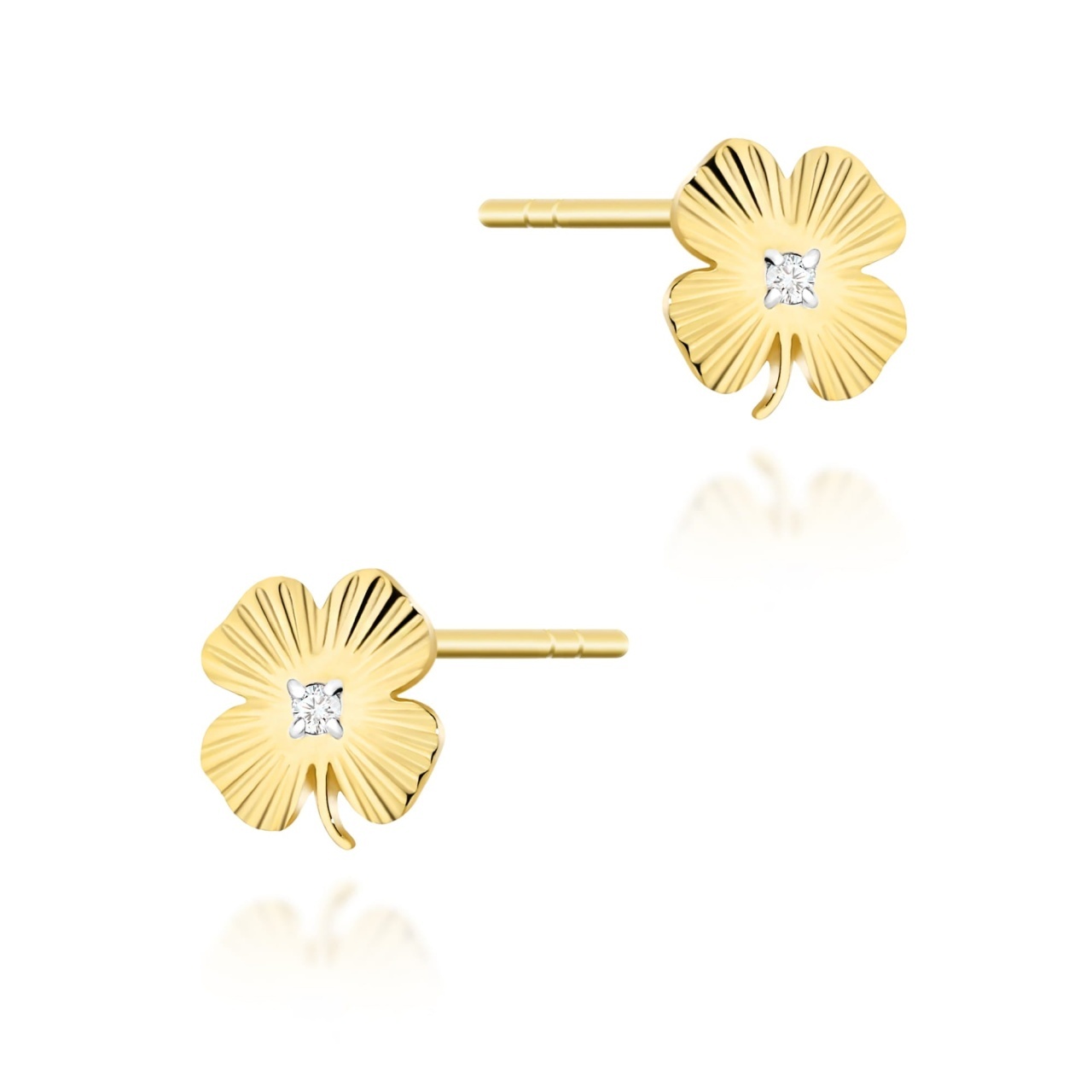 Cercei Aur 14K cu Diamante Naturale 0.01 ct (Varianta: Galben)