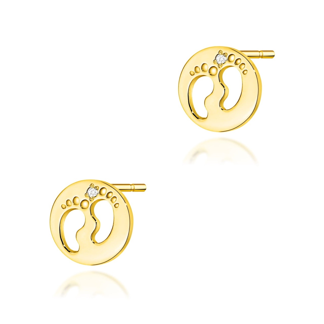 Cercei Aur 14K cu Diamante Naturale 0.01 ct (Varianta: Galben)