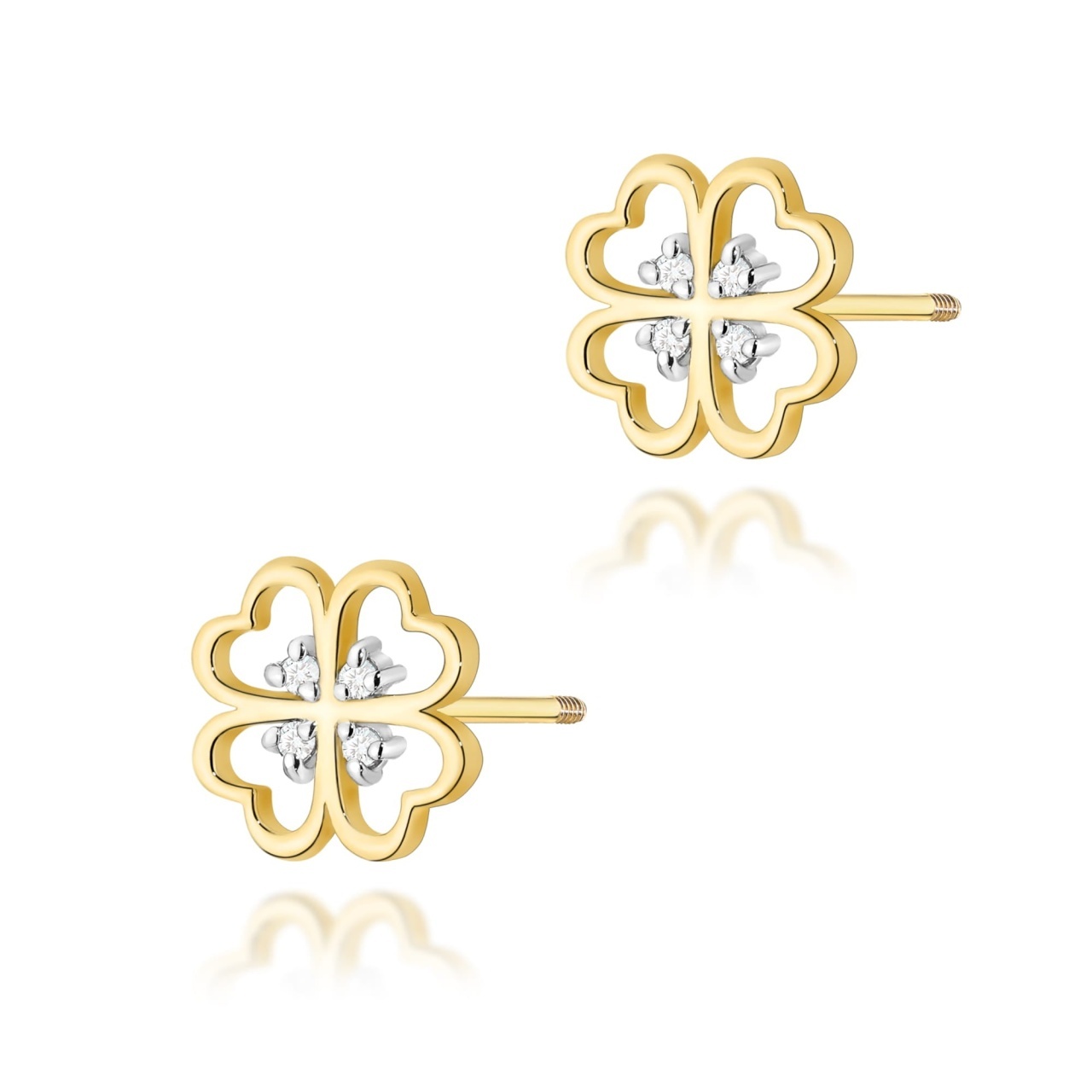Cercei Aur 14K cu Diamante Naturale 0.04 ct Filet cu Protectie (Varianta: Galben)