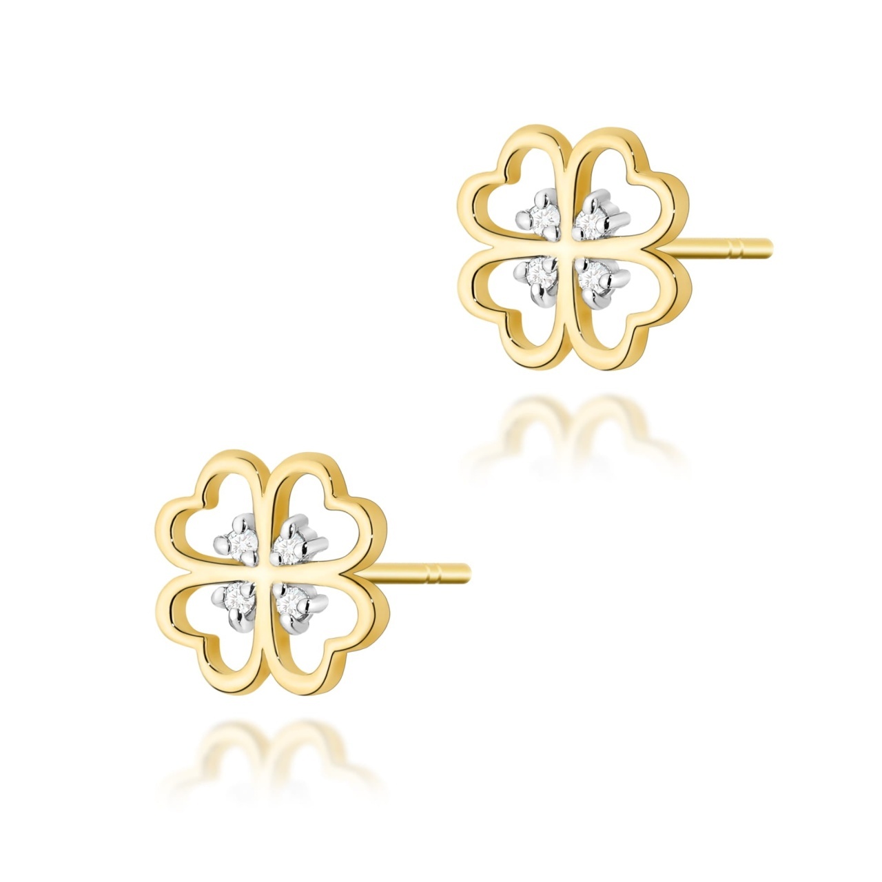 Cercei Aur 14K cu Diamante Naturale 0.04 ct (Varianta: Galben)