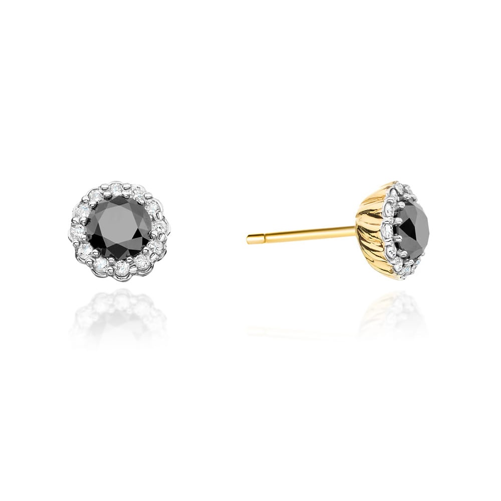 Cercei Aur 14K cu Diamante Naturale Albe si Negre 0.71 ct (Varianta: Galben)