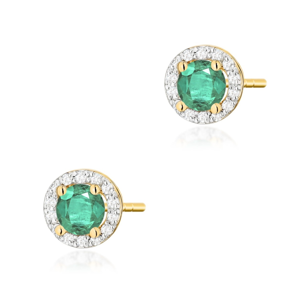 Cercei Aur 14K cu Smarald 0.50 ct si Diamante Naturale 0.24 ct (Varianta: Alb)