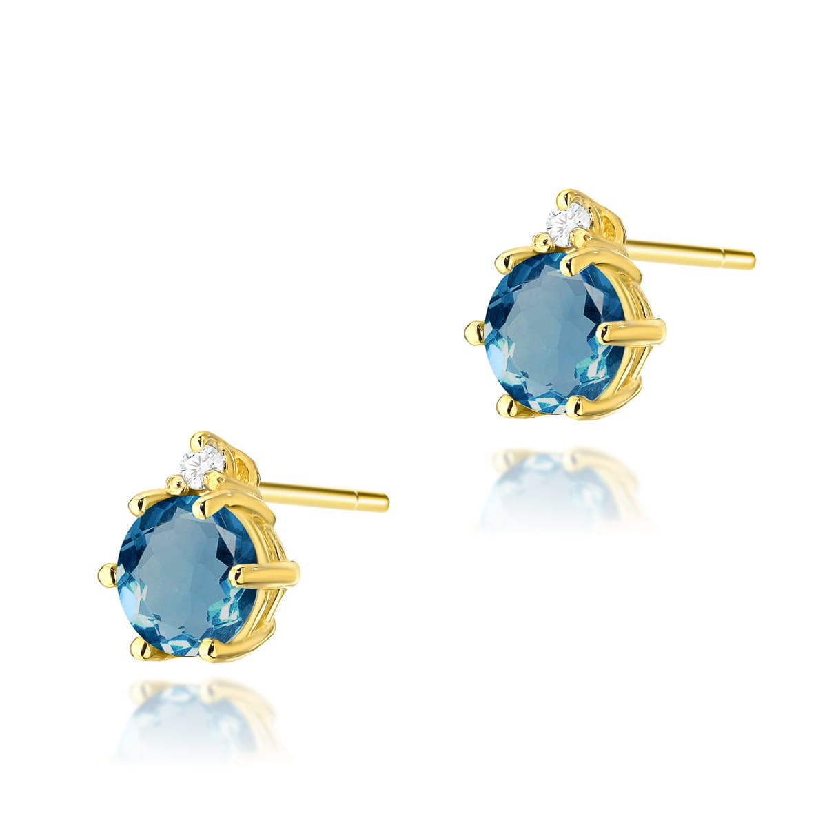 Cercei Aur 14K cu Topaz London Blue 0.50 ct si Diamante Naturale 0.03 ct (Varianta: Galben)