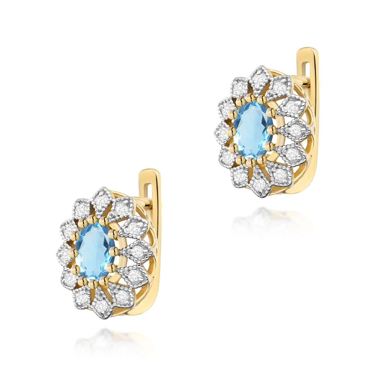 Cercei Aur 14K cu Topaz Swiss 0.50 ct si Diamante Naturale 0.21 ct (Varianta: Galben)