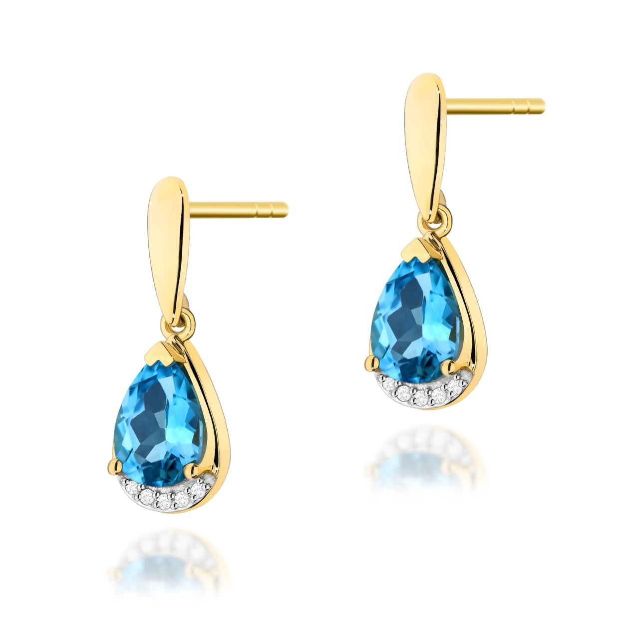 Cercei Aur 14K cu Topaz Swiss 1.40 ct si Diamante Naturale 0.05 ct (Varianta: Galben)