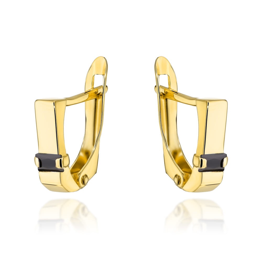 Cercei Aur 14k cu Zirconii Negre (Greutate: 1.55)