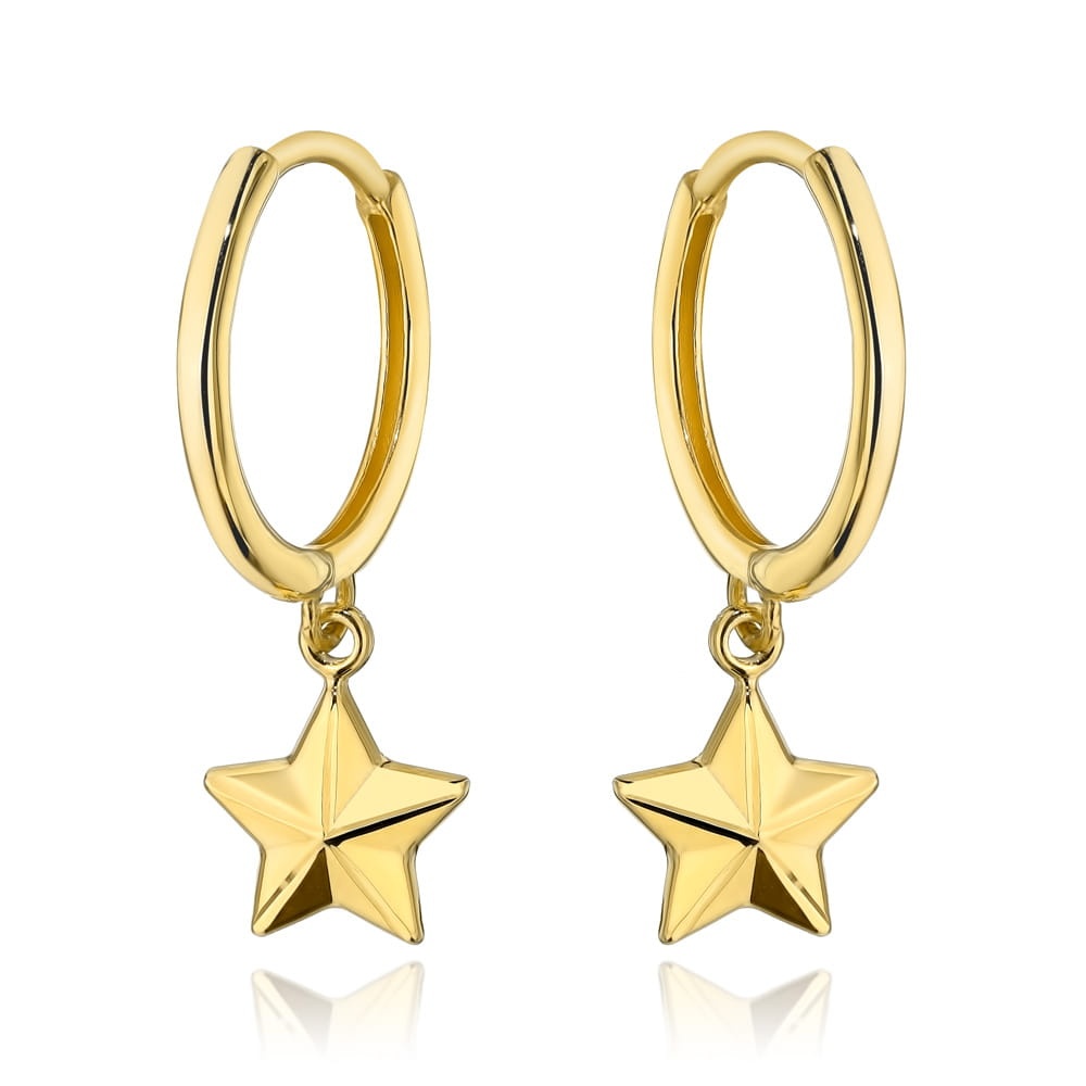 Cercei Aur 14K, Model Rotund cu Steluță (Greutate: 1.06)