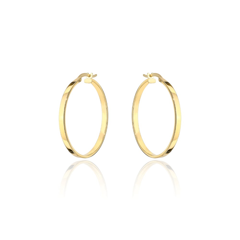 Cercei Aur 14K, Model Rotund Lat, Închidere Engleză, 2.2 cm (Greutate: 2.00)