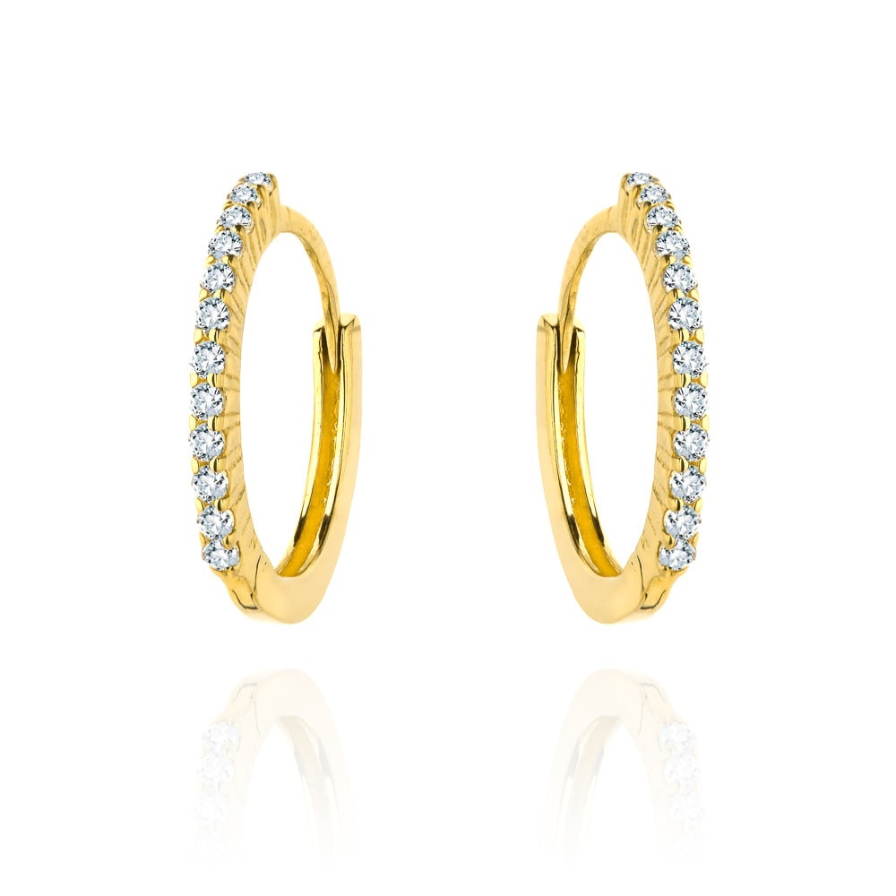 Cercei Creole Aur 14k cu Zirconii Albe (Greutate: 1.21)