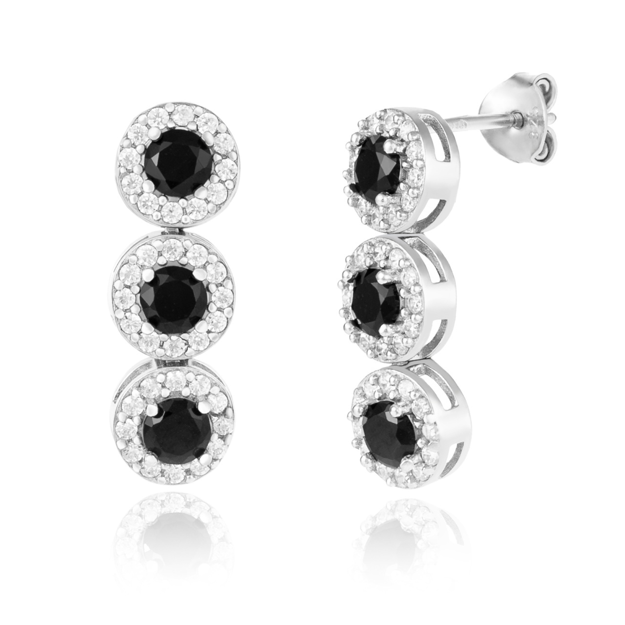 Cercei din argint 925 cu cristale Angel Collection - Black Edition