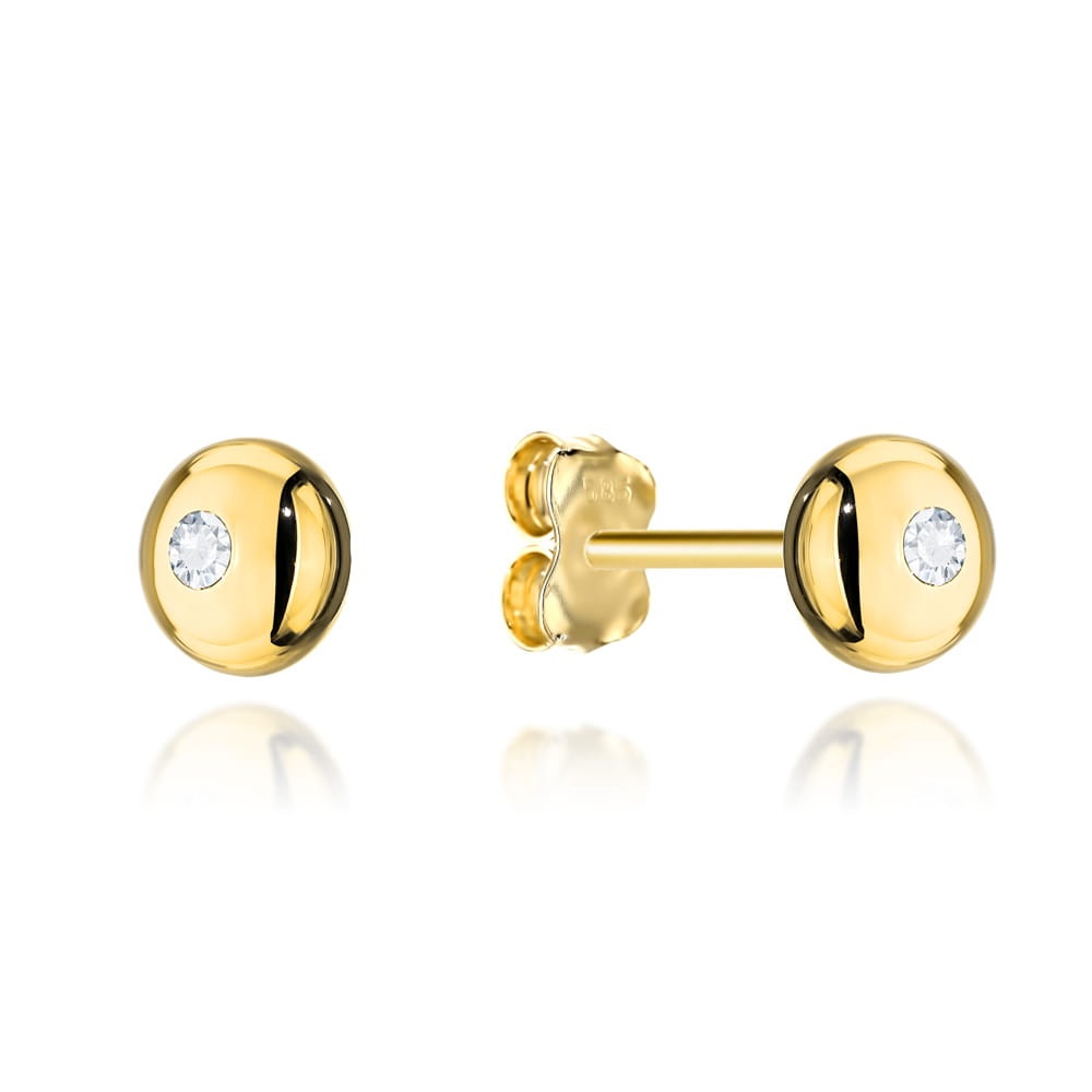Cercei Rotunzi Aur 14K cu Zirconiu Central (Greutate: 0.98)