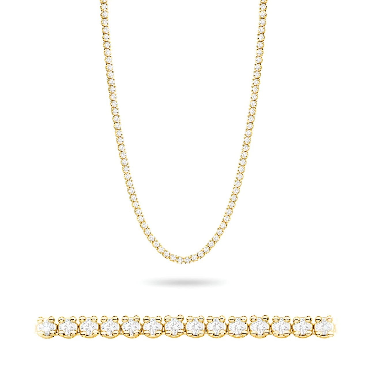 Colier Aur 14K cu Diamante de Laborator 6.90 ct (Varianta: Galben)