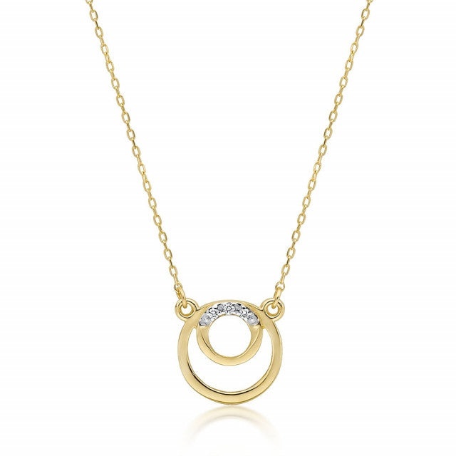 Colier Aur 14K cu Diamante Naturale 0.01 ct (Varianta: Galben)