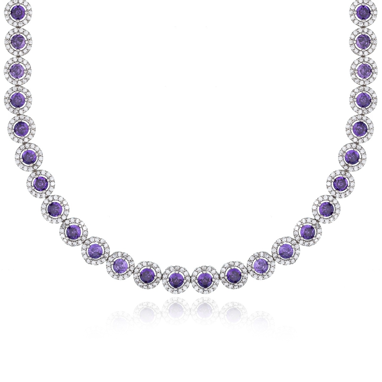 Colier din argint 925 cu cristale Angel Collection - Purple Edition