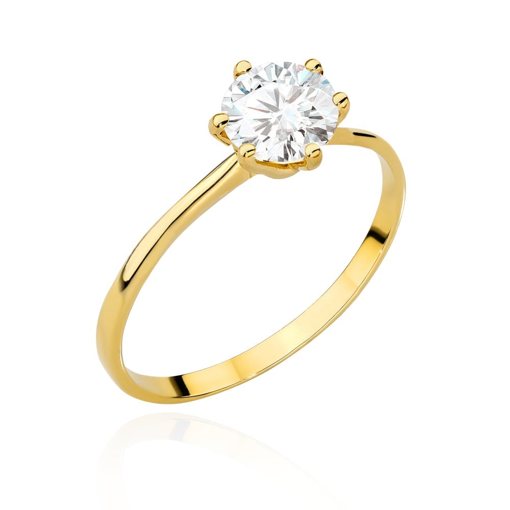 Inel Aur 14K Clasic cu Zirconiu Central - Eleganță Atemporală (Greutate: 1.45, Măsură: 18)