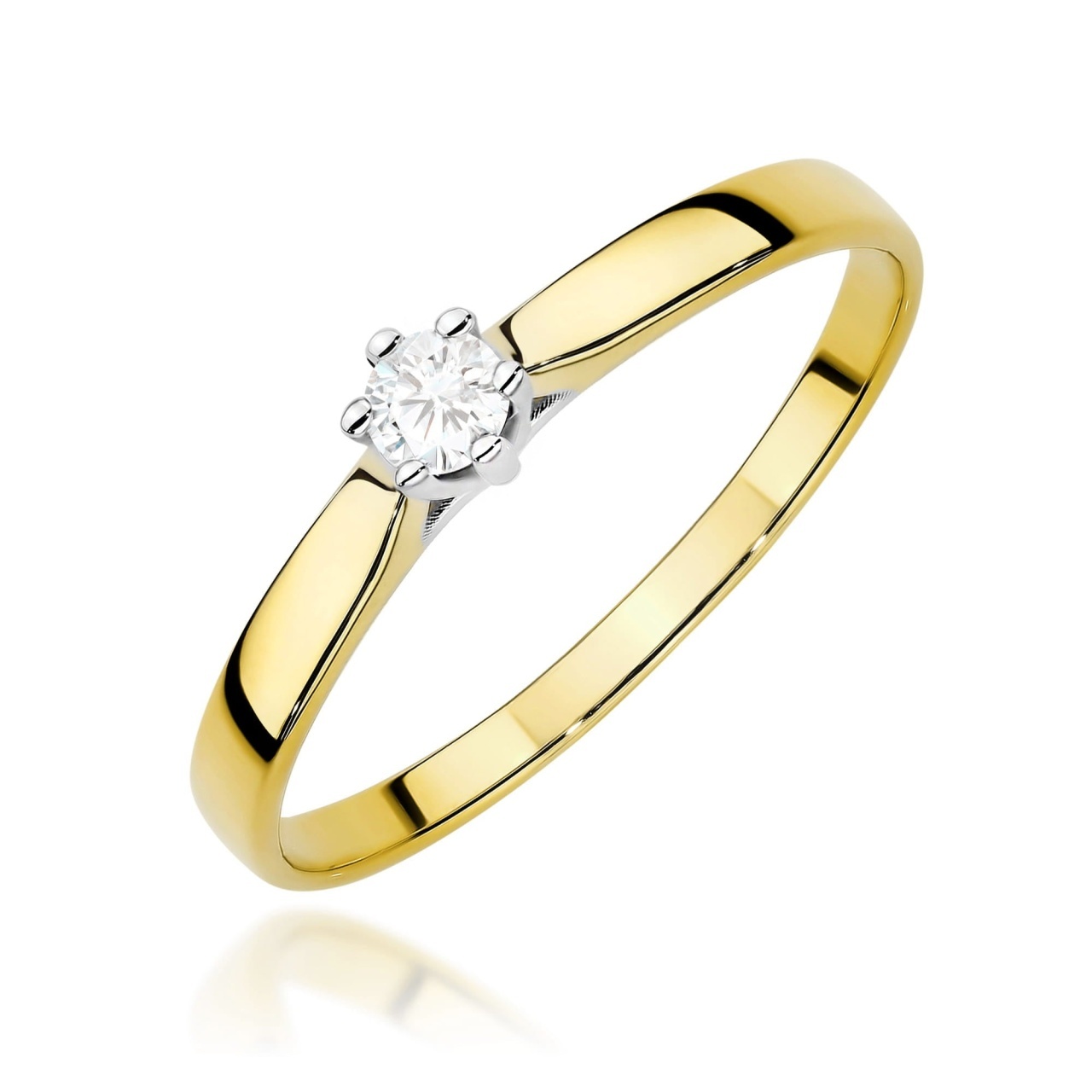 Inel Aur 14K cu Diamant de Laborator 0.10 ct (Varianta: Galben)