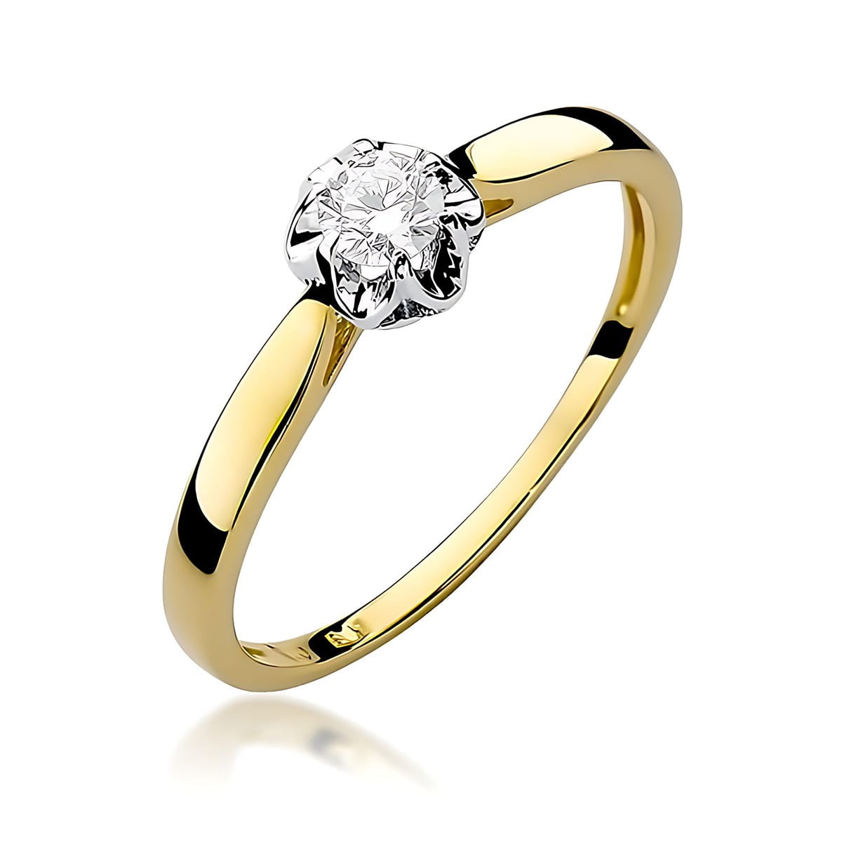 Inel Aur 14K cu Diamant de Laborator 0.15 ct (Varianta: Galben)