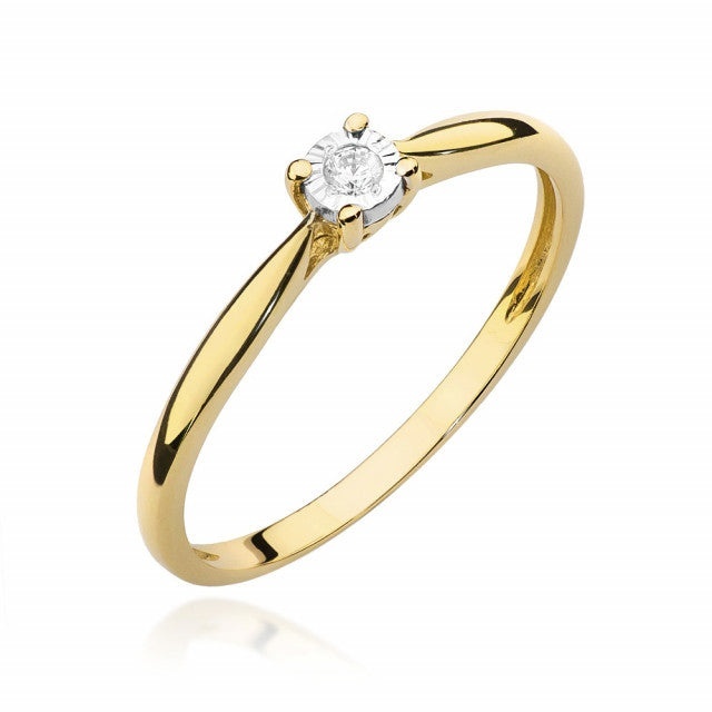 Inel Aur 14K cu Diamant Natural 0.03 ct (Varianta: Galben)