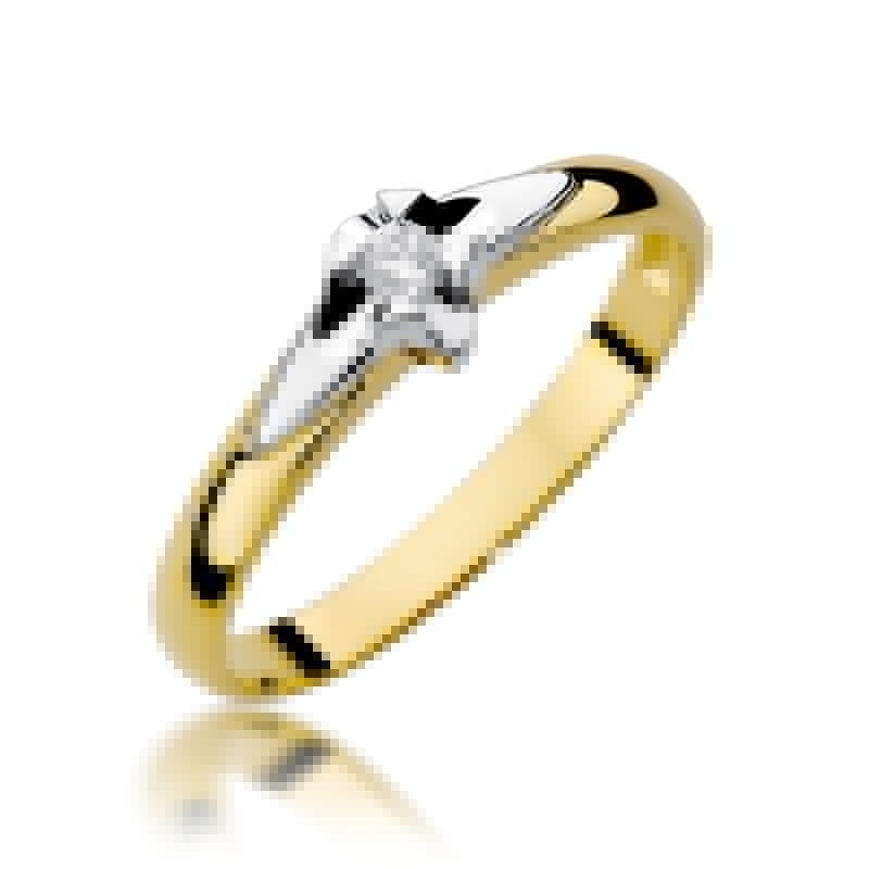 Inel Aur 14K cu Diamant Natural 0.05 ct (Varianta: Galben)
