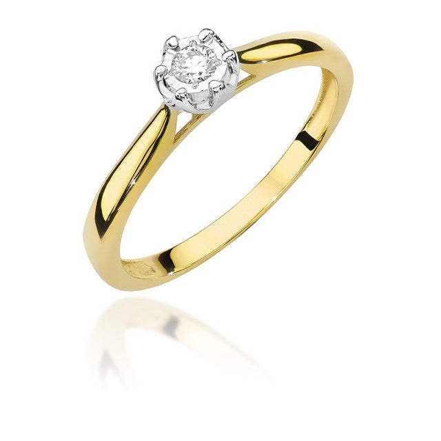 Inel Aur 14K cu Diamant Natural 0.08 ct (Varianta: Galben)