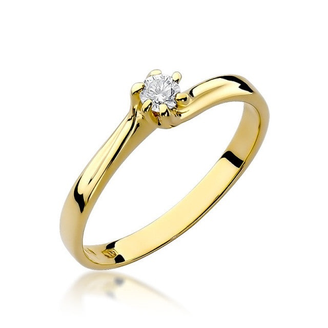 Inel Aur 14K cu Diamant Natural 0.10 ct (Varianta: Galben)