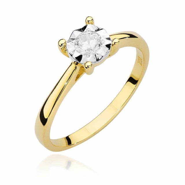 Inel Aur 14K cu Diamant Natural 0.20 ct (Varianta: Galben)