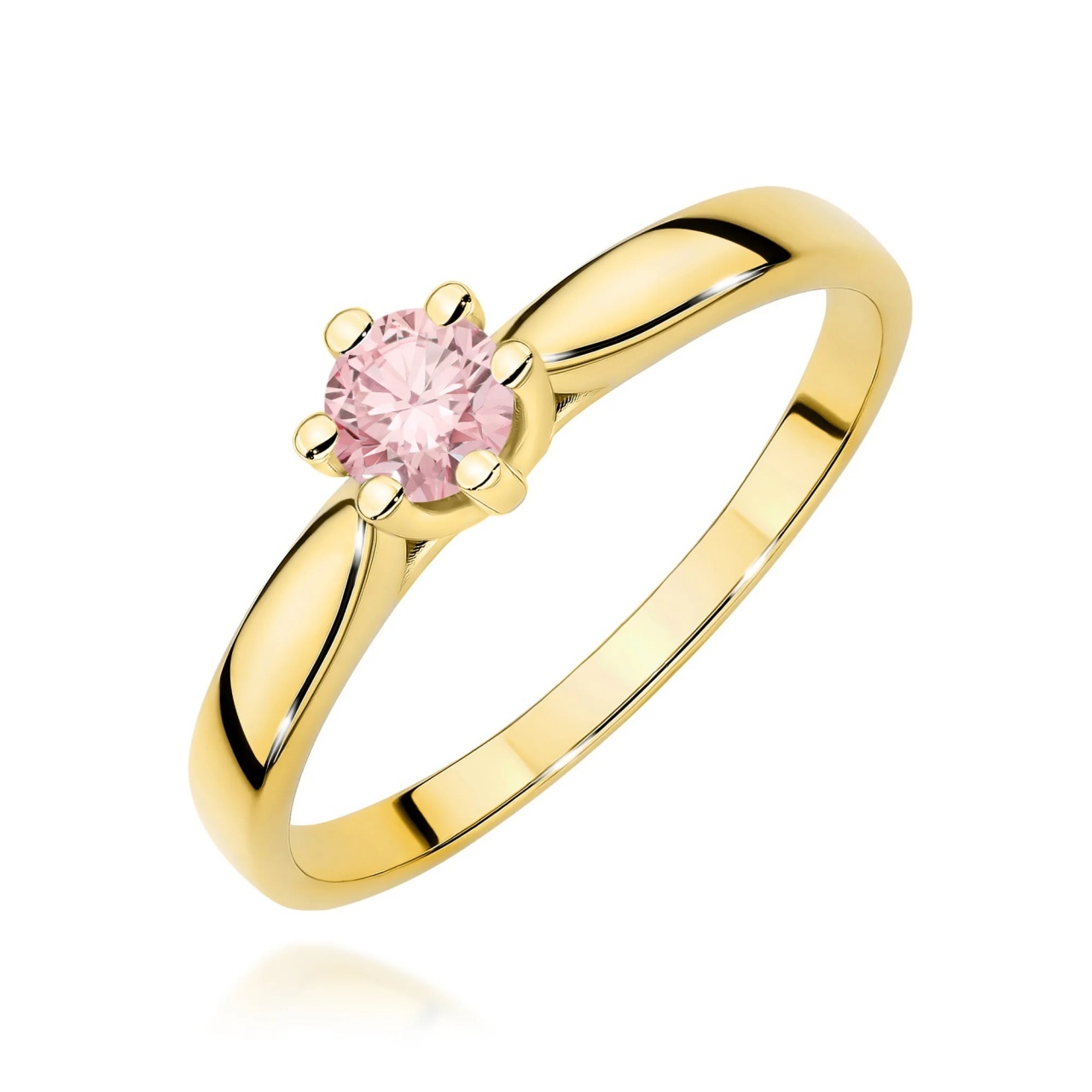Inel Aur 14K cu Diamant Roz de Laborator 0.30 ct (Varianta: Galben)