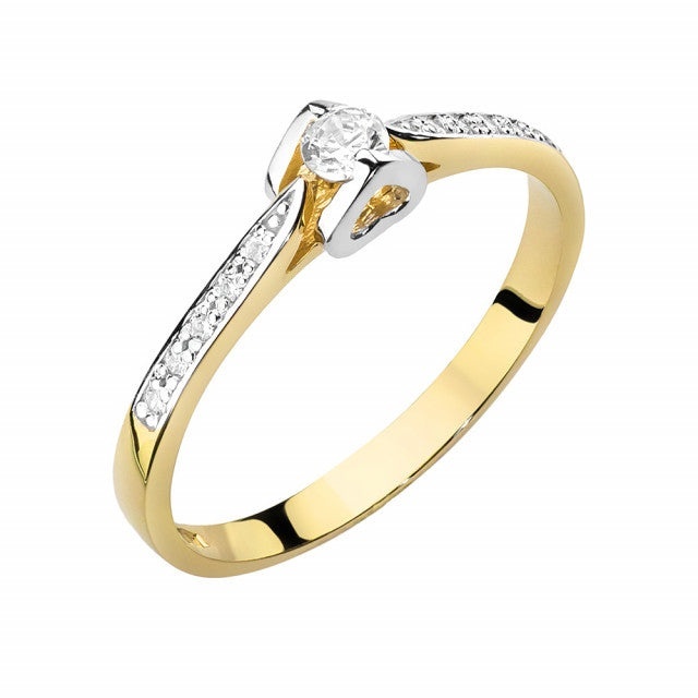 Inel Aur 14K cu Diamante Naturale 0.15 ct (Varianta: Galben)