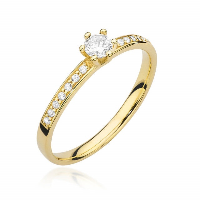 Inel Aur 14K cu Diamante Naturale 0.17 ct (Varianta: Galben)