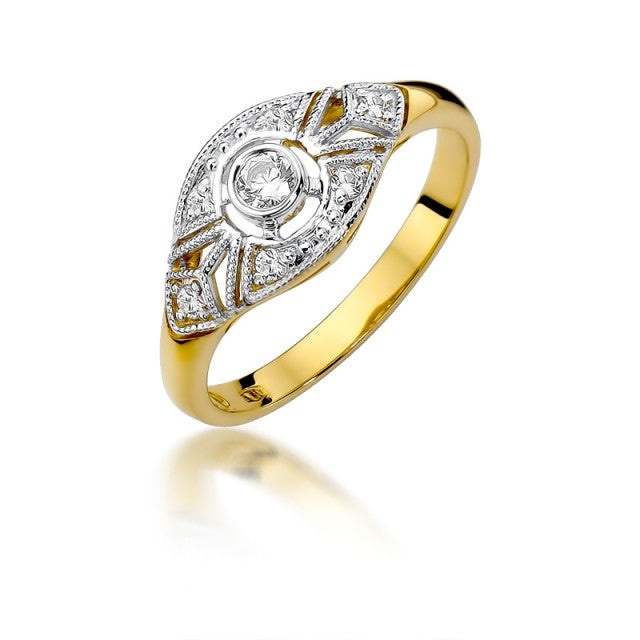 Inel Aur 14K cu Diamante Naturale 0.19 ct (Varianta: Galben)